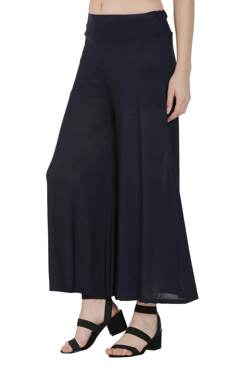 Asmaani Navy Blue Color Lycra Fabric Flared Palazzo