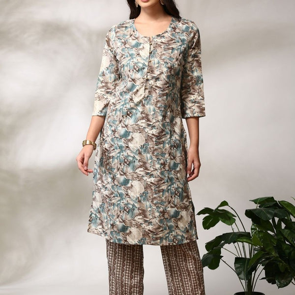 Anouk Floral Printed Regular Straight Kurta with Trousers - Distacart