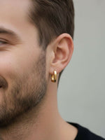 Thumbnail for NVR Men's Gold Plated Geomatric Shaped Hoop Earrings - Distacart