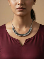 Thumbnail for NVR Women Oxidised Silver Plated Necklace - Distacart