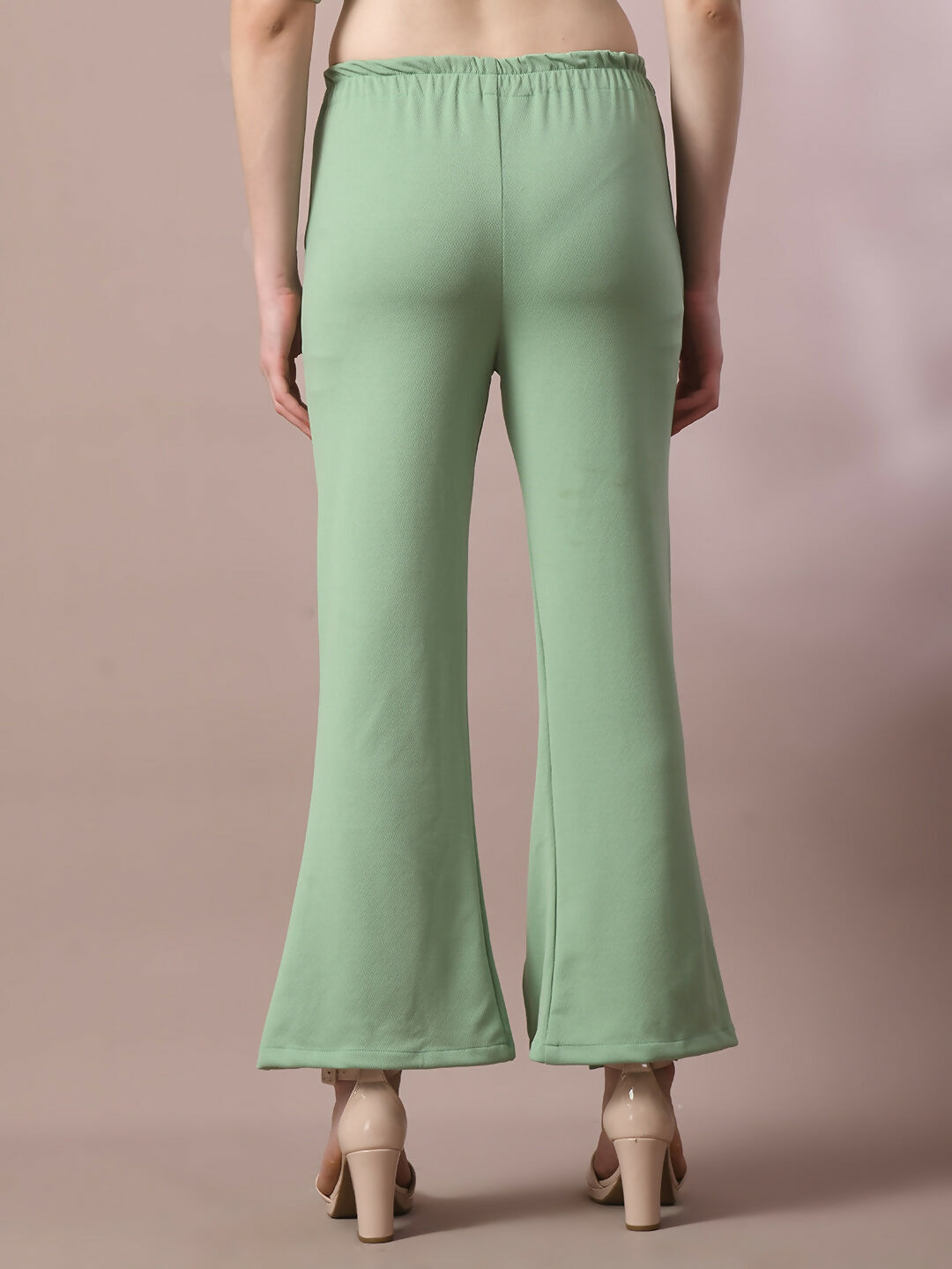 Myshka Women's Sea Green Solid Party Parallel Trousers - Distacart