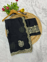 Thumbnail for Joban Fashion Black Rangoli Crush Silk Party Wear Sarees - Distacart