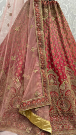 Thumbnail for Jyoti Fashion Women's Red Bridal Net Fancy Dori & Sequins Multi Thread Embroidered with Diamond Work Wedding Lehenga Choli - Distacart