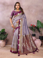 Thumbnail for Aastha Fashion Lavender Silk Sarees Weaving Saree - Distacart