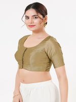 Thumbnail for Joban Fashion Copper Taffeta Silk Elbow Sleeveless Front Open Blouse
