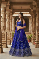 Thumbnail for Lehenga Mart Designer Indian Wedding Lehenga Choli-Blue - Distacart
