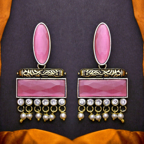 Joban Fashion Women Brass Pink Ad Earrings - Distacart
