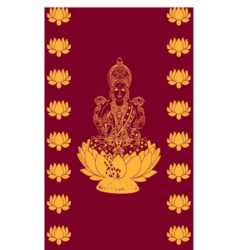 Sri Yagnaa M 20 – Maroon Lakshmi Devi Pooja Backdrop Cloth, 5 x 8 Ft - Dista