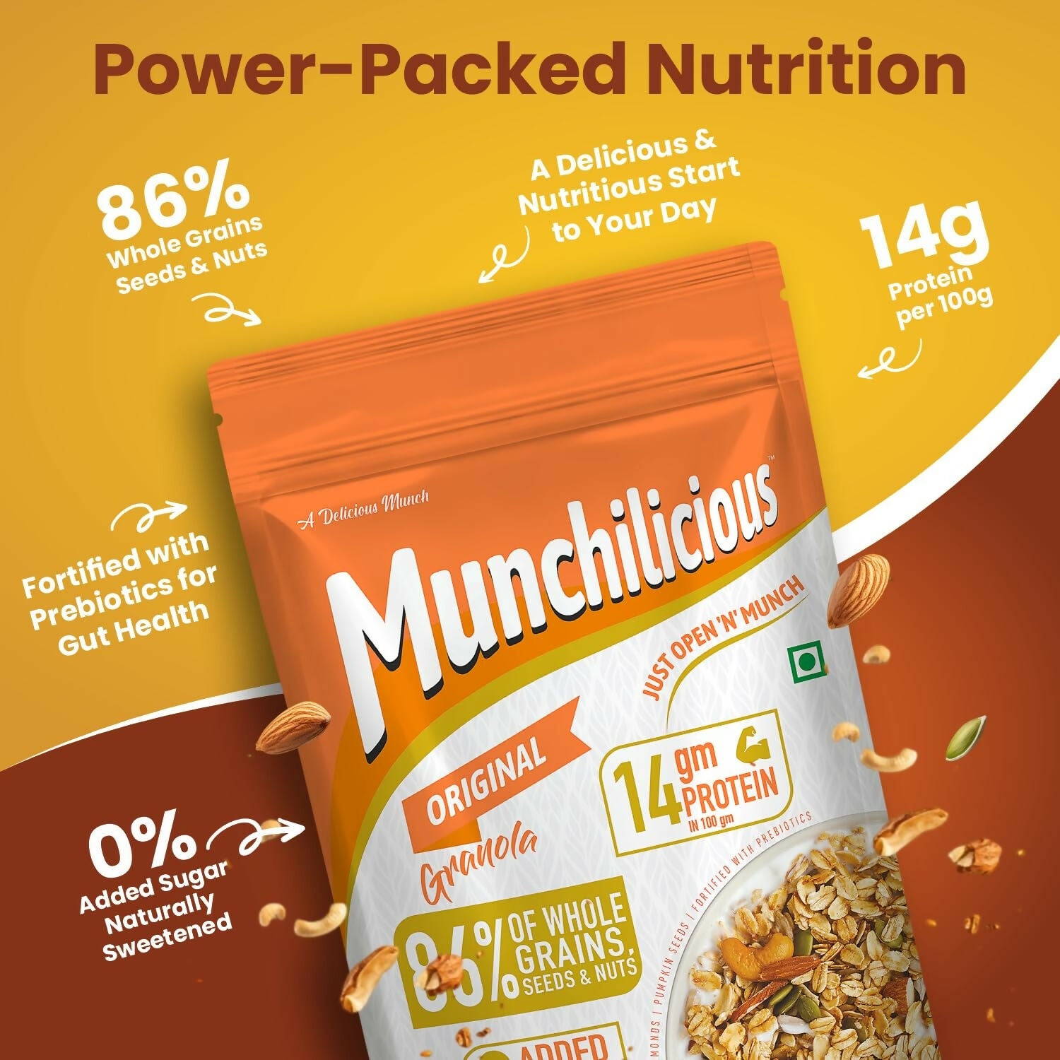 Munchilicious Granola - Original, 80% Seeds & Whole Grains - Distacart