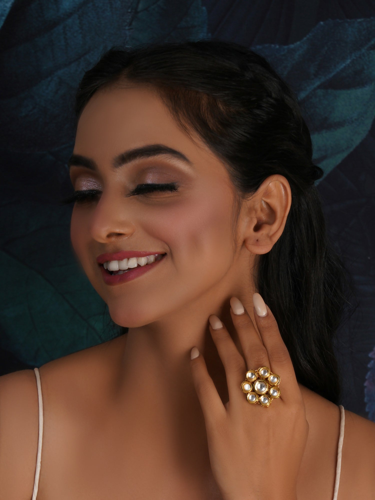 Kundan Flower Ring (gold) - Ruby Raang - Distacart