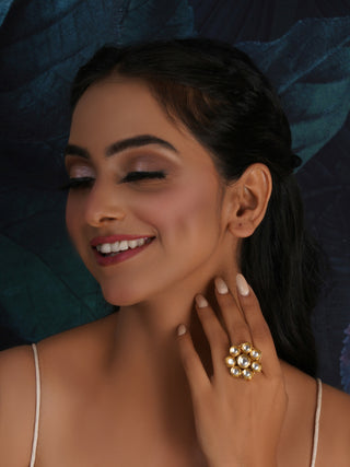 Kundan Flower Ring (gold) - Ruby Raang - Distacart