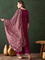 Thumbnail for Sangria Embroidered Kurta & Trouser With Dupatta