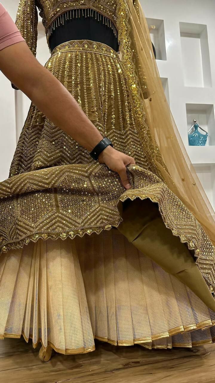 Jyoti Fashion Women's Beige Kasturi Silk Georgette Sequins with Dori Embroidered Designer Lehenga Choli Set - Distacart