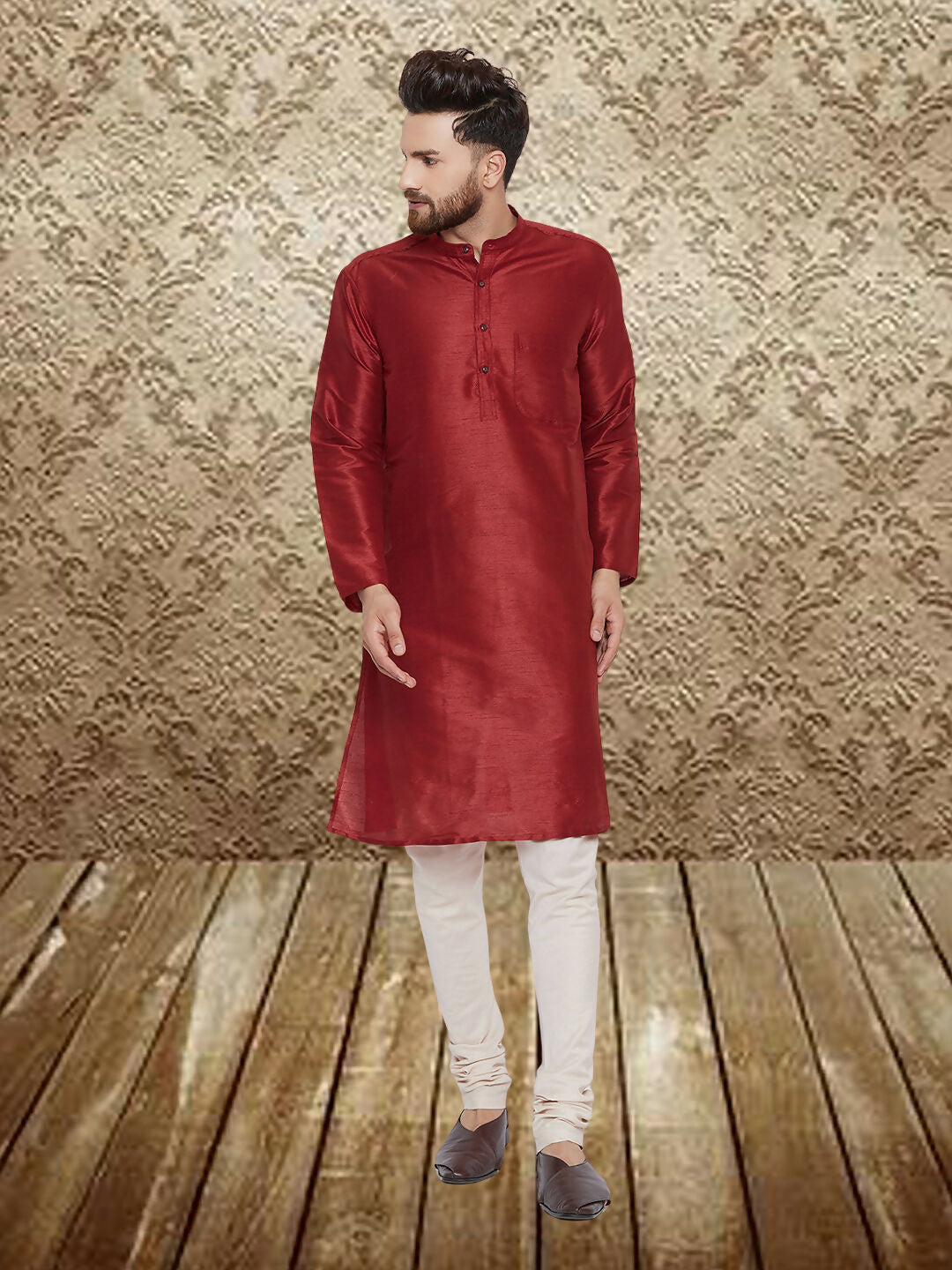 Even Apparels Men's Art Silk Maroon Kurta - Distacart