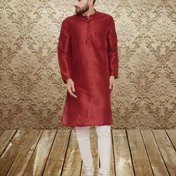 Even Apparels Men's Art Silk Maroon Kurta - Distacart