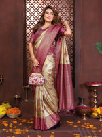 Thumbnail for Aastha Fashion Mustard Tissue Silk Weaving Saree - Distacart