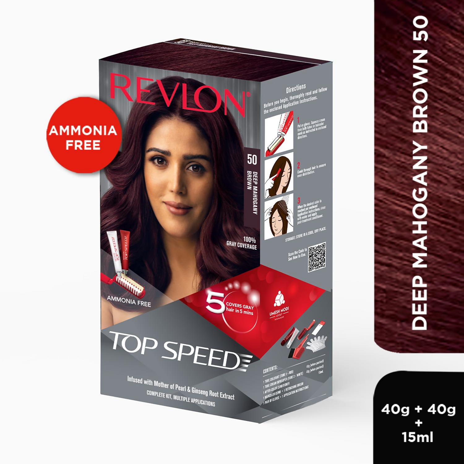 Revlon Top Speed Hair color Women - Deep Mahogany Brown 50 - Distacart