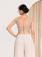 Thumbnail for Joban Fashion Peach Jacquard Padded Blouse With V Neck Sleeveless - Distacart