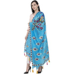 Thumbnail for A R Silk Silk Peacock Multi Fancy Dupatta Color Firozi Dupatta or Chunni