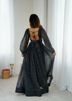 Thumbnail for Joban Fashion Black Dress Georgette Coding Dori with Sequence with Rivet Moti