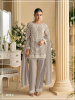 Thumbnail for Anaita Purple Georgette Stitched Suit with Embroidered Beads & Sequence Work - Distacart