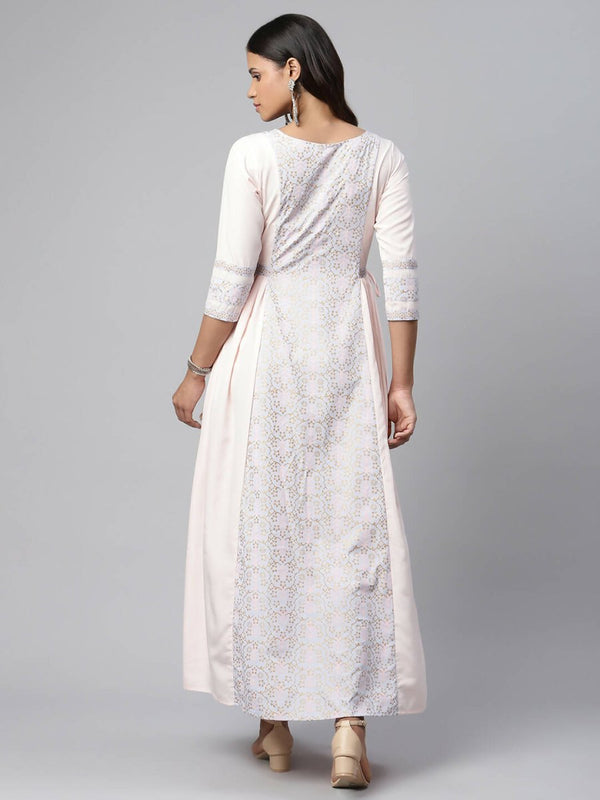 Ahalyaa Women Pink Crepe Khari Print Dress - Distacart