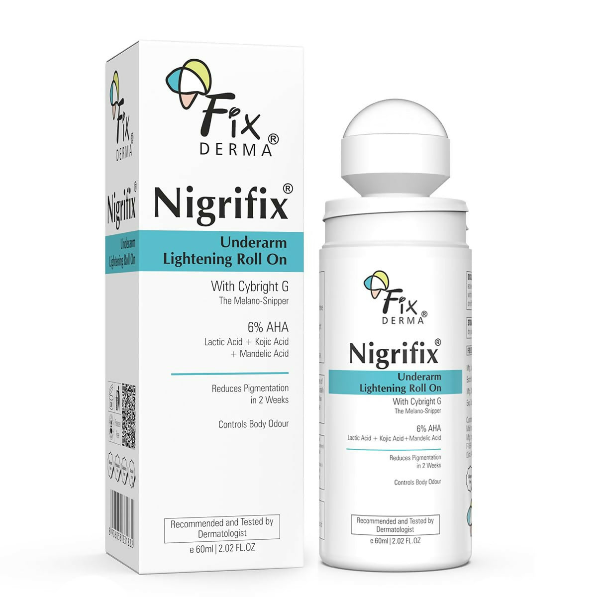 Fixderma Nigrifix Underarm Lightening Roll on with 6% AHA, Lactic Acid & 1% Mandelic Acid, Brightens Skin & Exfoliates Underarm - Distacart