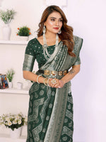 Thumbnail for Aastha Fashion Green Georgette Silk Leheriya With Elegant Zari Weaving Saree - Distacart