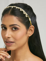 Thumbnail for Nuyug 22K Gold-Plated Kundan & Pearl Studded Matha Patti Head Jewellery