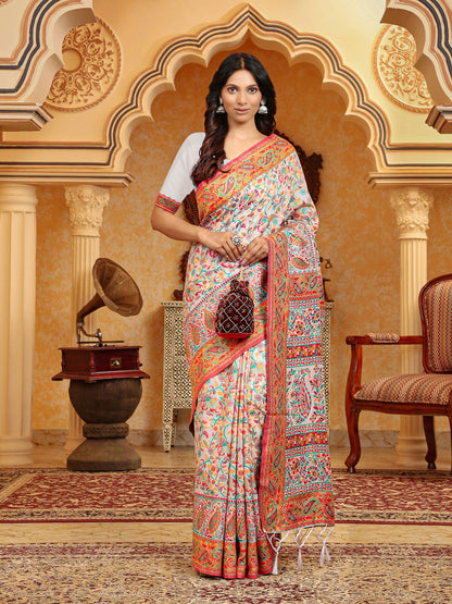 Shree Shyam Fashion Linen Cotton(Woven Work) Multicolour Saree - Distacart