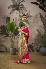Thumbnail for Vishnu Weaves Women's Rani Paithani Silk Saree with Blouse - Distacart