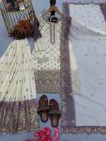 Thumbnail for Teeya Creation Multi Color Star Georgette Heavy Embroidery Work Functional Wear Salwar Suit - Distacart