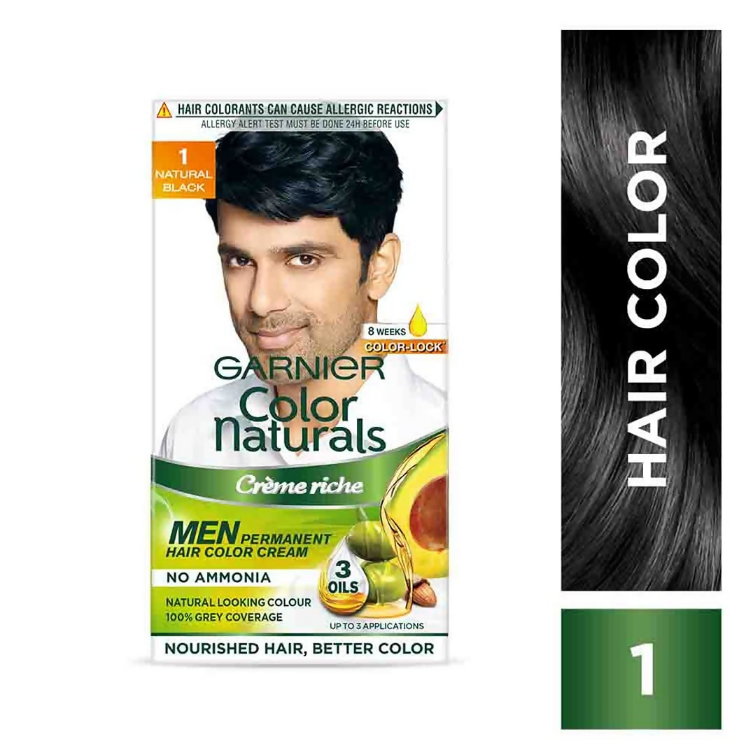 Garnier Color Naturals Creme Riche Men Hair Color - Shade 1 Natural Black - Distacart
