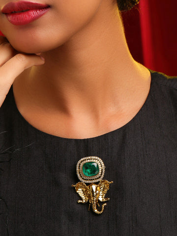 Ruby Raang Ganesha Imprint Brooch - Distacart