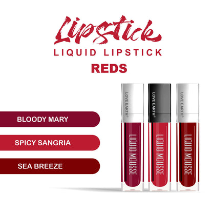 Love Earth Liquid Mousse Matte Lipstick - Reds - Distacart