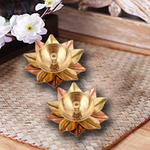 Thumbnail for CraftVatika Lotus Shape Decorative Brass Akhand Diya Sets
