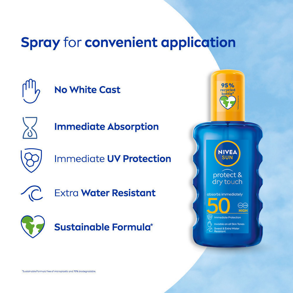 Nivea Sun Dry Touch SPF 50, Transparent Sunscreen Spray - Distacart