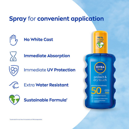 Nivea Sun Dry Touch SPF 50, Transparent Sunscreen Spray - Distacart