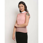 Thumbnail for Aastha Fashion Women's Light Pink Georgette Solid Casual Top - Distacart