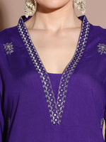 Thumbnail for Anouk Floral Embroidered Regular Thread Work Straight Kurta with Palazzos & Dupatta