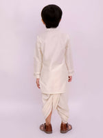 Thumbnail for Lil Drama Mishti White Kurta Dhoti and Jacket For Boys