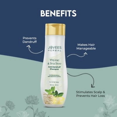 Jovees Thyme & Tea Tree Anti Dandruff Shampoo For All Hair Types - Distacart