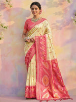 Thumbnail for Shree Shyam Fashion Cream Soft Silk Saree - Distacart