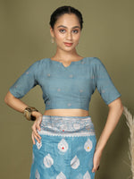 Thumbnail for Astita Linen Cotton Sky Blue Saree