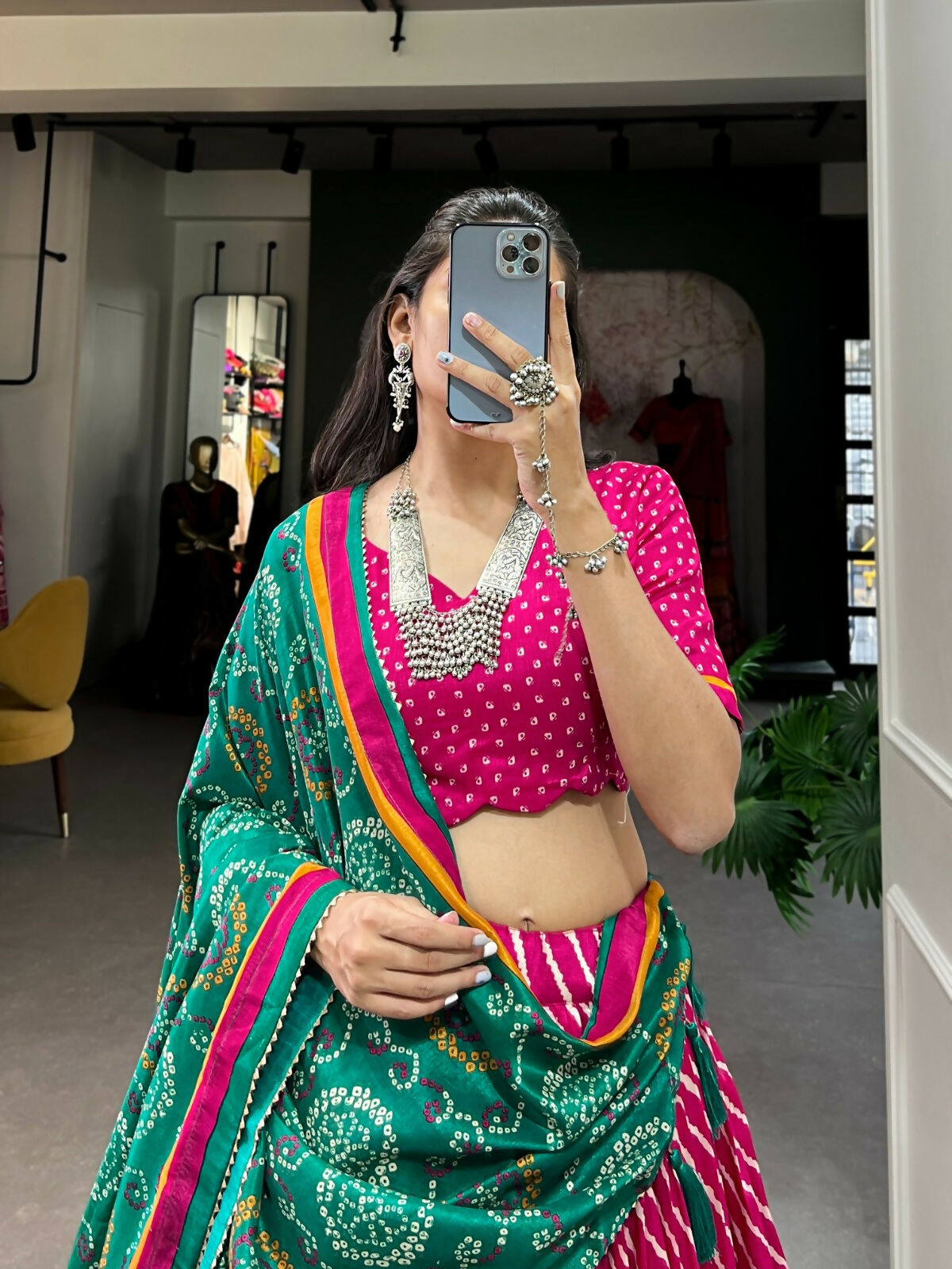 Vastranavya Cultural Leheriya With Patola Print Border Tussar Silk Lehenga Choli - Pink - Distacart