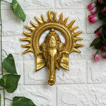Thumbnail for eCraftIndia Golden Lord Ganesha With Sun Decorative Metal Wall Hanging - Distacart