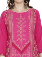 Thumbnail for Ahalyaa Women Crepe Pink Printed Straight Kurta