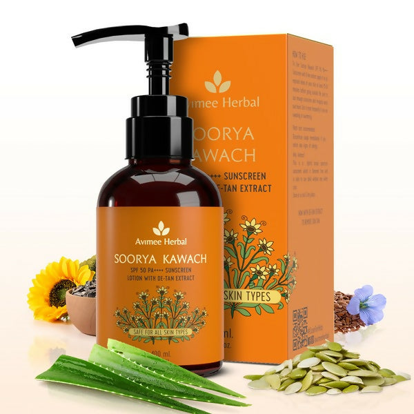 Avimee Herbal Soorya Kawach SPF 50 PA++++ De-Tan Sunscreen Lotion - Distacart