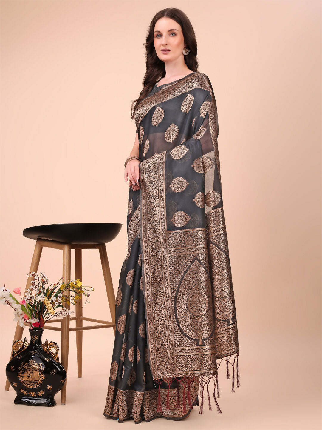 Astita Cotton Black Saree