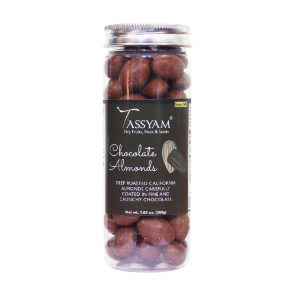 Tassyam Organics Chocolate Coated Almonds - Distacart